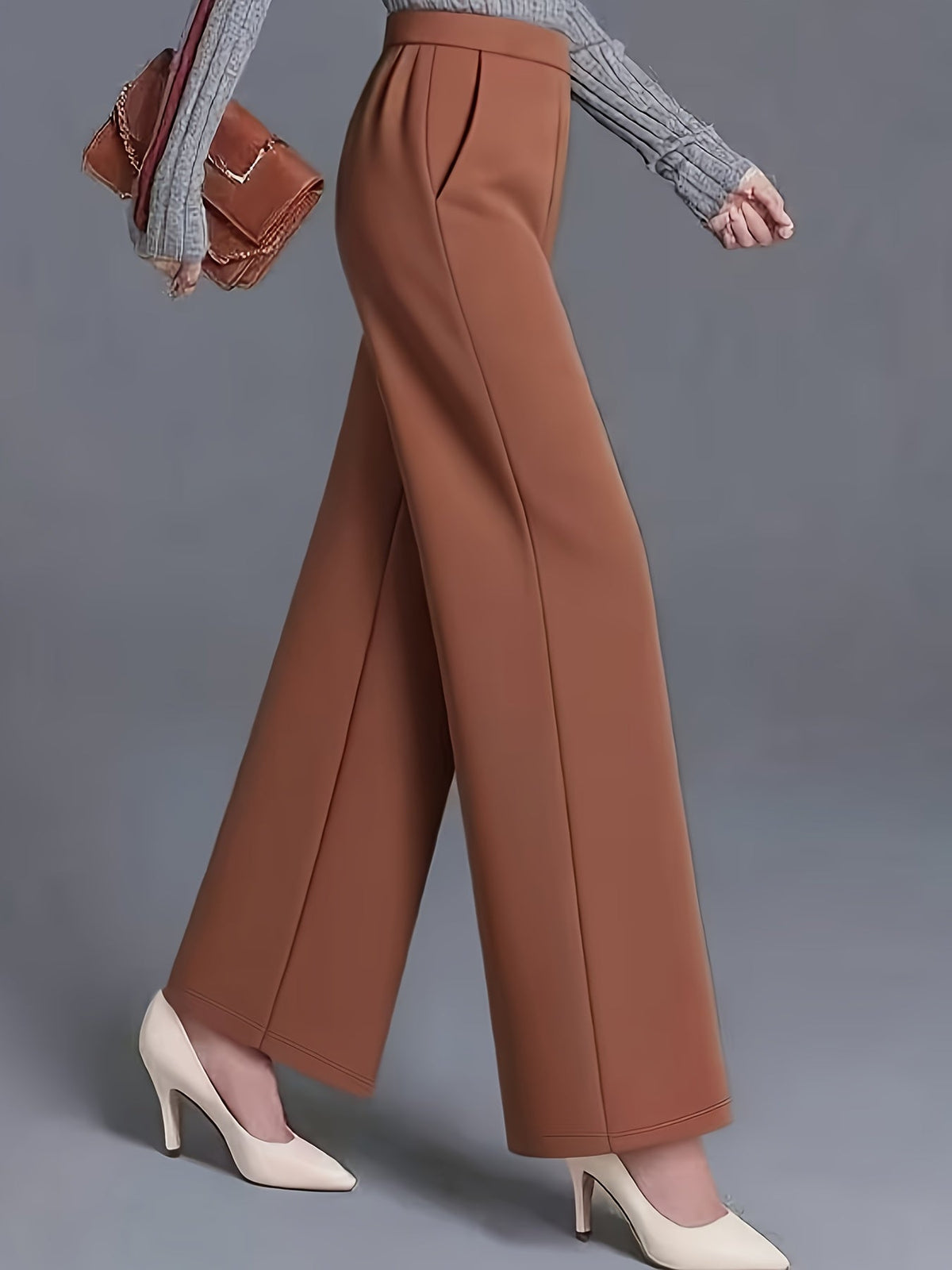 Kessoro women's high-waisted wide-leg pants in one of twelve colourways, view 12 of 20