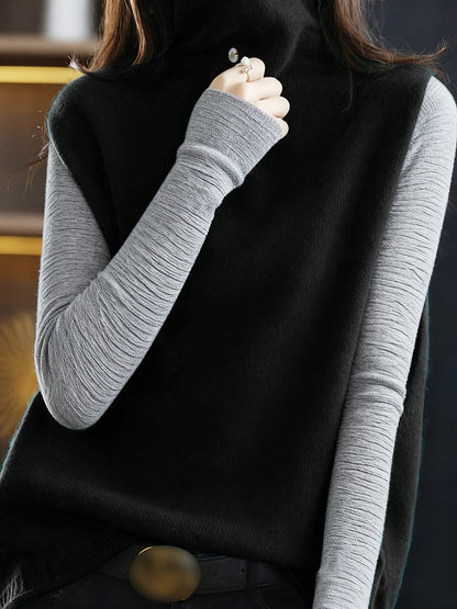 Kessoro women's refined high-neck sleeveless knit vest in elegant neutral colourways