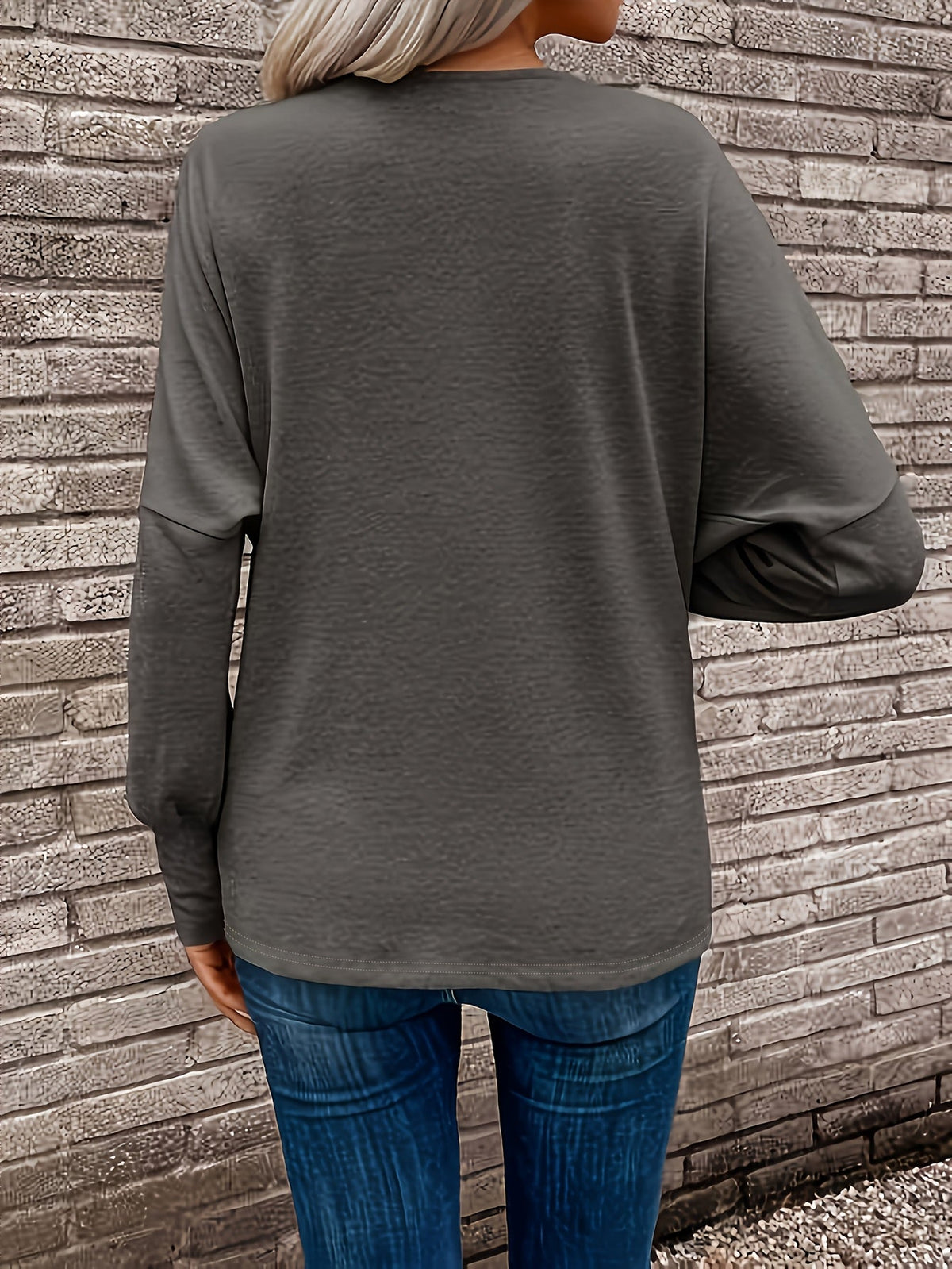 Kessoro women's relaxed drape long sleeve top in blue, burgundy, graphite, black, navy and light grey - view 11 of 17