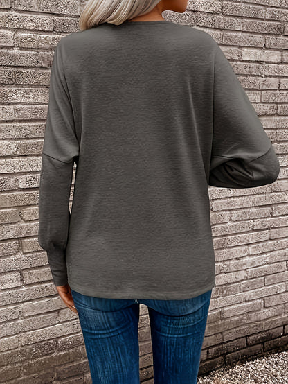 Kessoro women's relaxed drape long sleeve top in blue, burgundy, graphite, black, navy and light grey - view 11 of 17