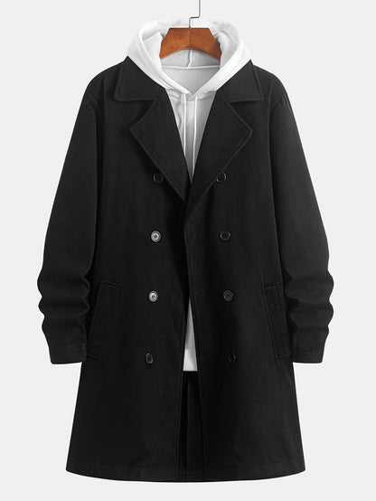 Kessoro men's double-breasted tailored overcoat in black, view 4 of 7