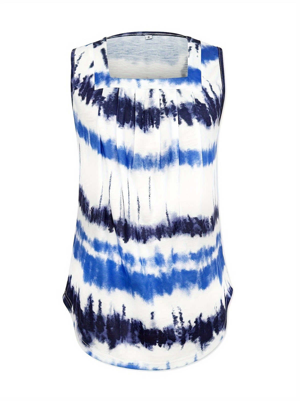 Women's flowy square-neck tank top in green, violet, vibrant blue and apricot — Kessoro, image 10 of 14