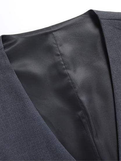 Kessoro Men's Tailored Slim-Fit V-Neck Suit Vest in grey - men's apparel, view 3 of 5