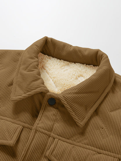 Kessoro men's plush-lined snap-button trucker jacket in coffee brown – image 4 of 7