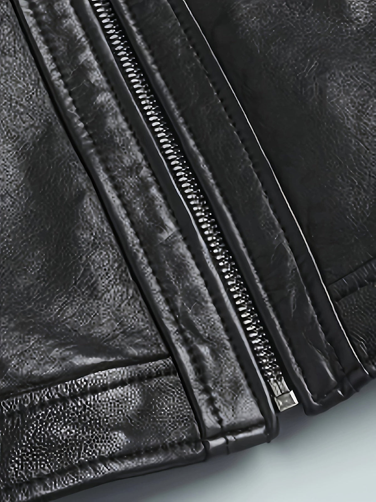 Kessoro men's stand-collar zip-front moto jacket in black and coffee brown - product view 4
