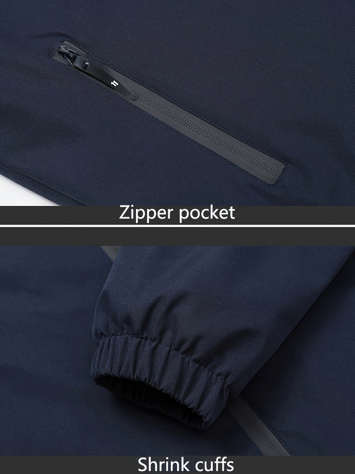 Kessoro men's fleece-lined full-zip hooded jacket in black and navy