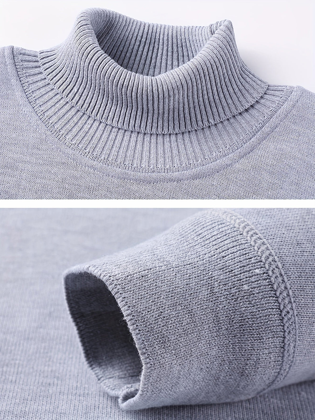 Kessoro men's cozy ribbed roll-neck sweater with a lined interior in muted winter colourways