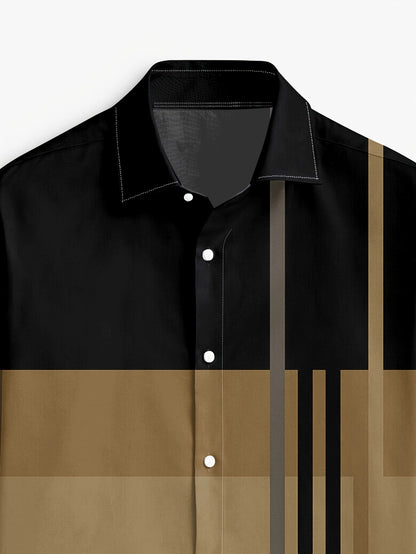 Kessoro men's colour-block long-sleeve shirt in brown, dark grey or black, view 4 of 17