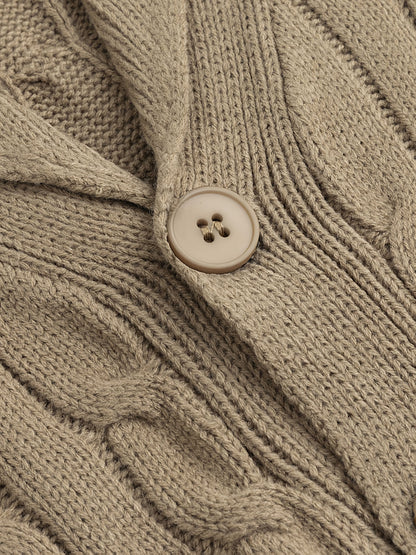 Kessoro men's shawl collar cable knit cardigan in refined classic colourways
