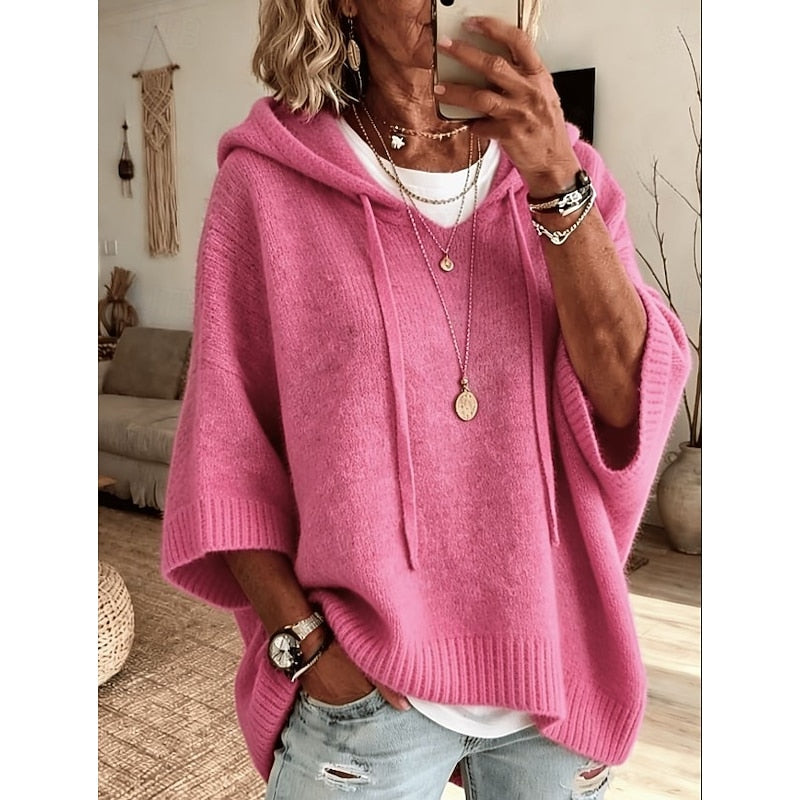 Kessoro relaxed hooded knit sweater for women in Dark Gray, view 10