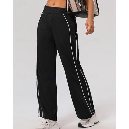 Kessoro women's relaxed side-stripe straight-leg joggers in wine, black or pink
