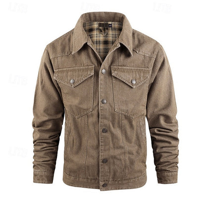 Kessoro men's rugged check-lined everyday jacket in brown, dark blue, black and green