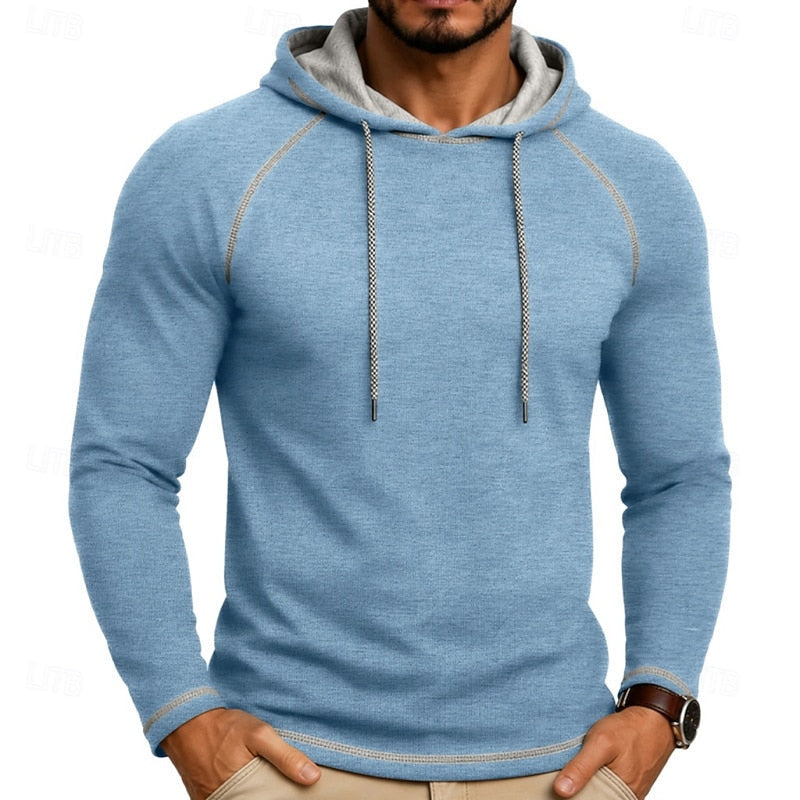 Kessoro men's raglan-sleeve drawstring pullover hoodie in assorted colourways, view 13