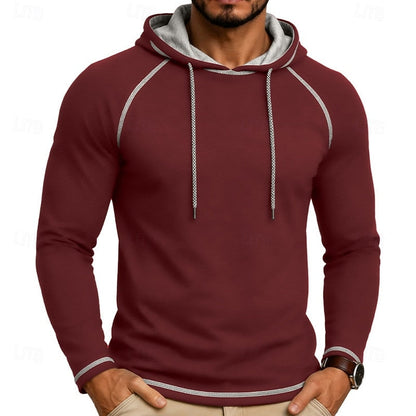 Kessoro men's raglan-sleeve drawstring pullover hoodie in assorted colourways, view 20