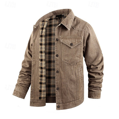 Kessoro men's rugged check-lined everyday jacket in brown, dark blue, black and green