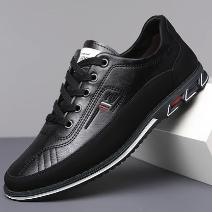Men's refined cushioned lace-up dress shoes in orange, black and grey