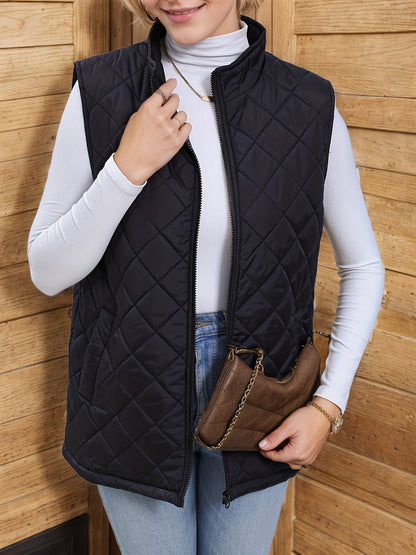 Kessoro Women's Diamond-Quilted Longline Vest in black - women's apparel, view 4 of 5