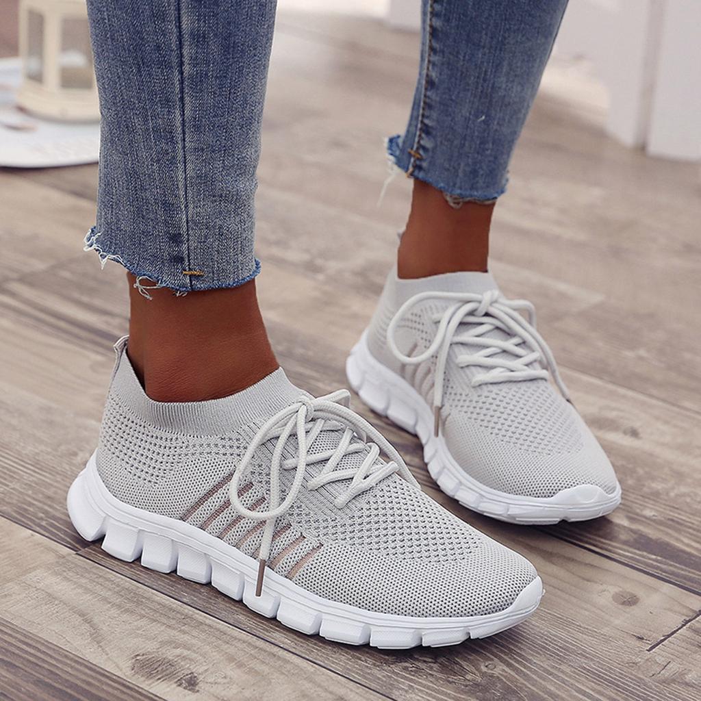 Kessoro Women's Lightweight Cushioned Everyday Sneakers in turquoise, pink, red and other colourways — detail of the fabric and finish