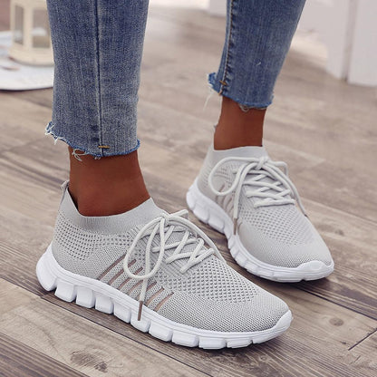 Kessoro Women's Lightweight Cushioned Everyday Sneakers in turquoise, pink, red and other colourways — detail of the fabric and finish