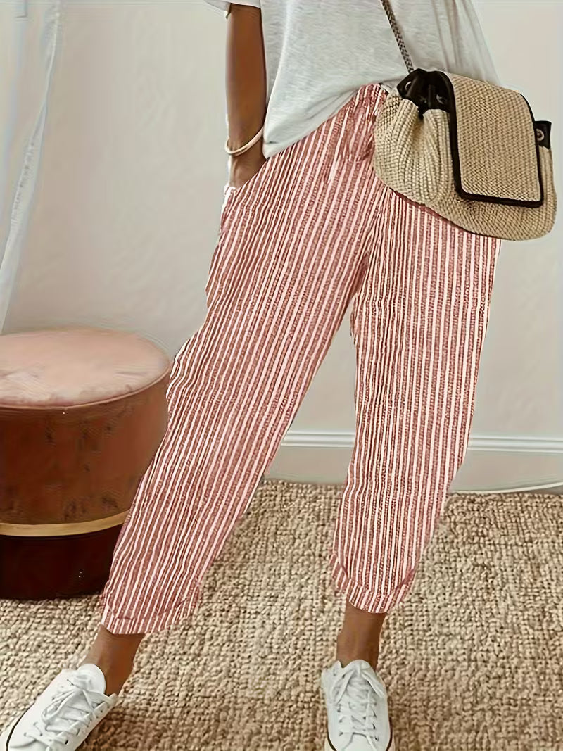 Kessoro women's striped wide-leg palazzo pants in blue, red, white, green and black colorways - women's pants