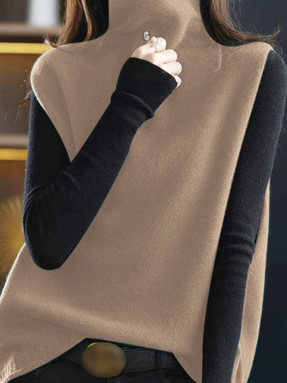 Kessoro women's refined high-neck sleeveless knit vest in elegant neutral colourways