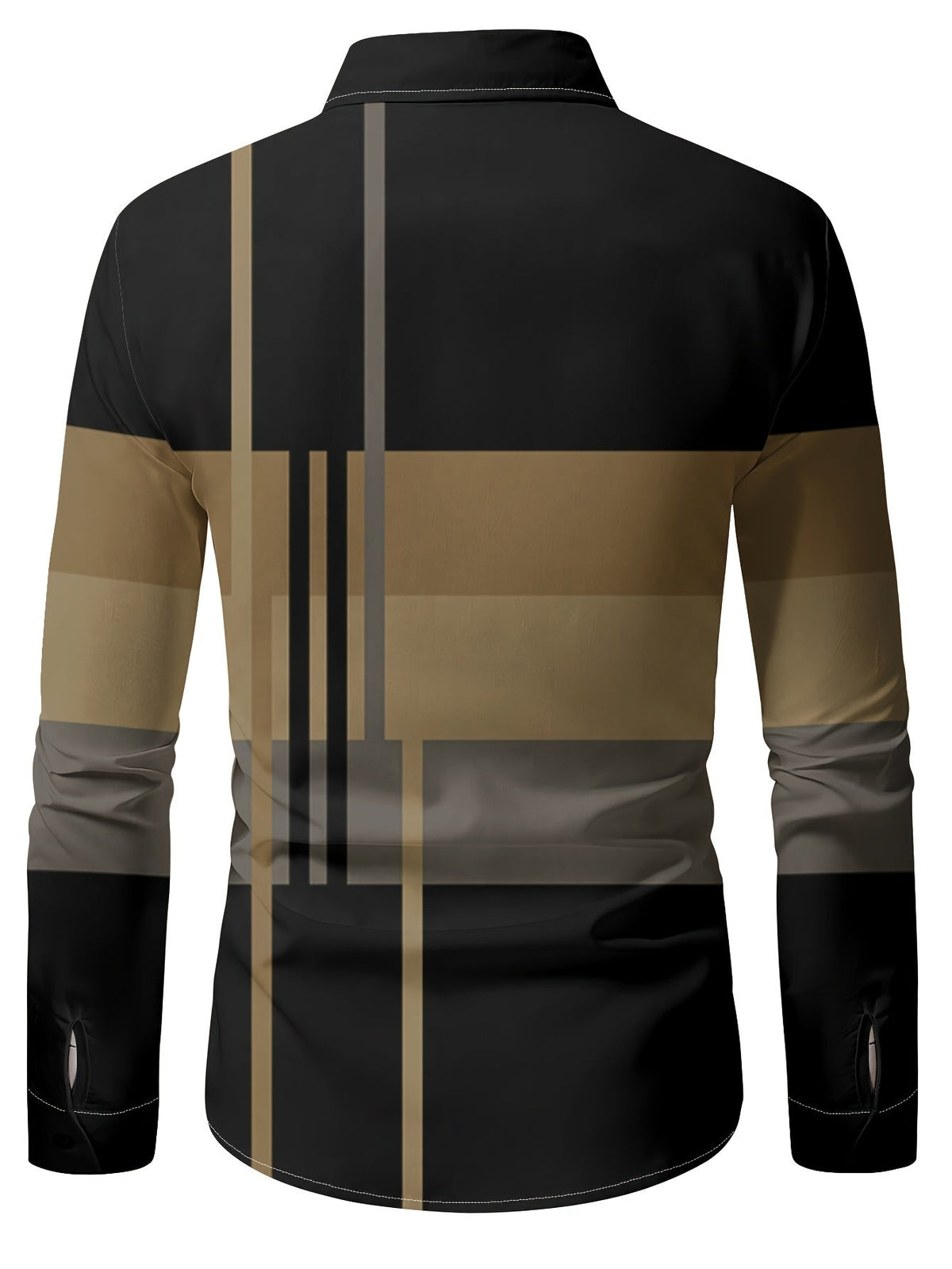 Kessoro men's colour-block long-sleeve shirt in brown, dark grey or black, view 2 of 17
