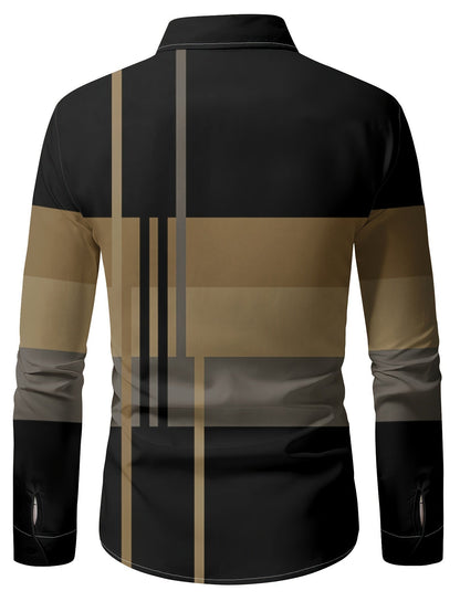 Kessoro men's colour-block long-sleeve shirt in brown, dark grey or black, view 2 of 17