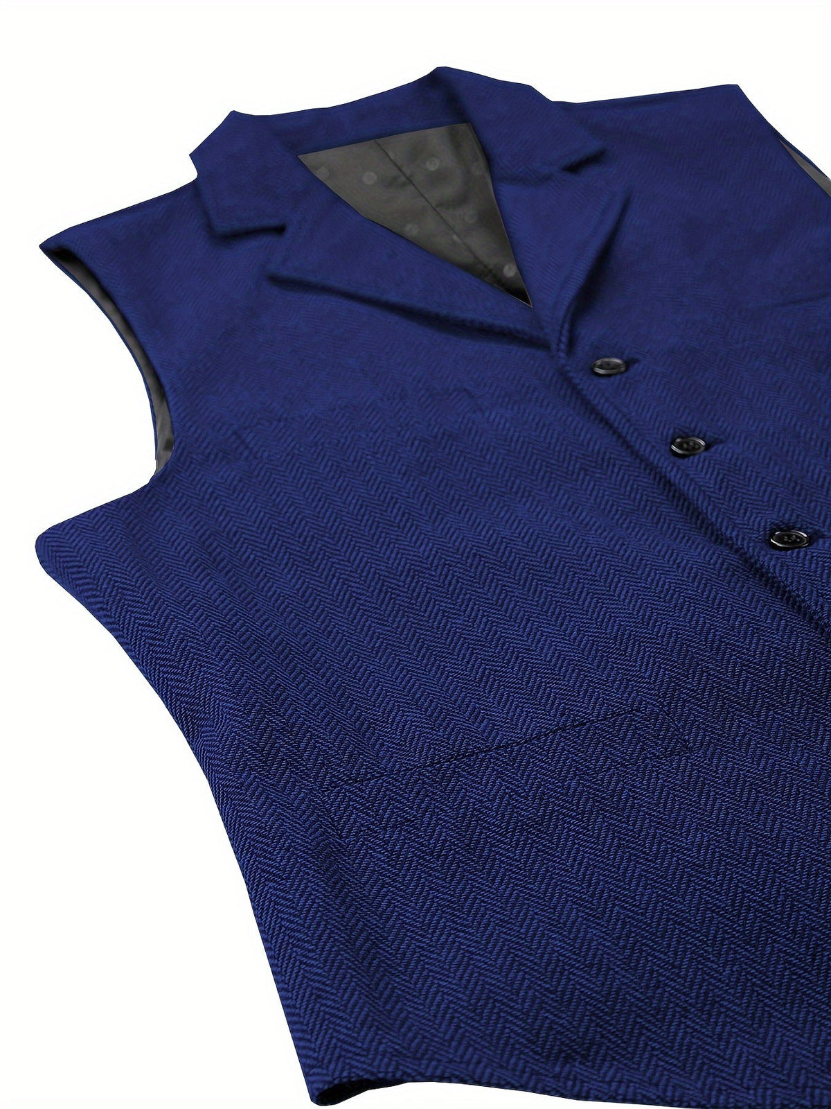 Kessoro Men's Refined Herringbone Tailored Waistcoat in black, coffee brown, royal blue, green and light brown - men's apparel, view 21 of 35