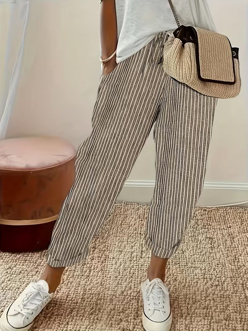 Kessoro women's striped wide-leg palazzo pants in blue, red, white, green and black colorways - women's pants