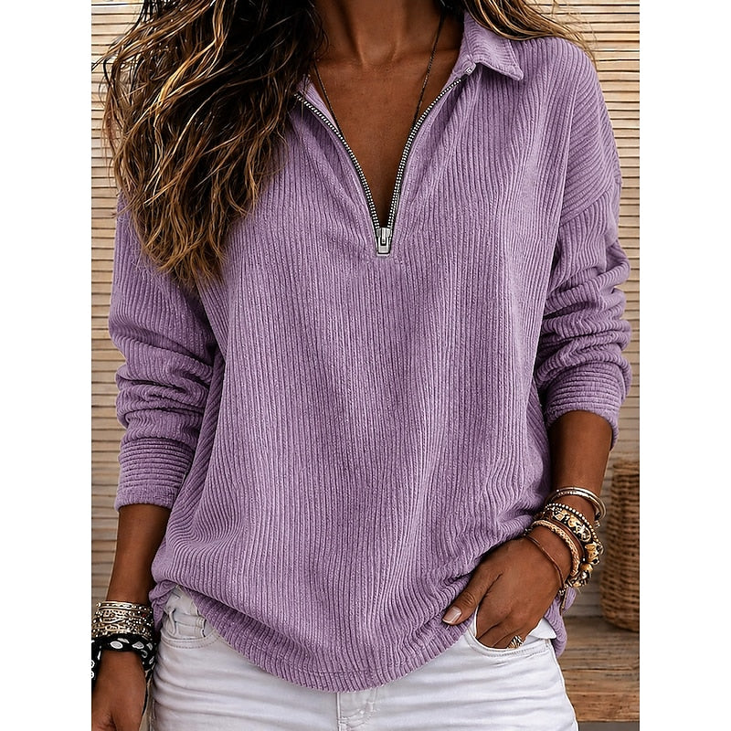 Kessoro women's ribbed quarter-zip pullover sweater in red, black, light purple, green and yellow – image 3 of 5