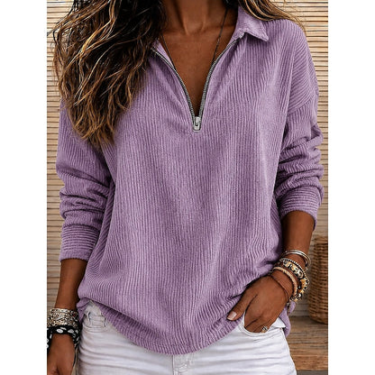 Kessoro women's ribbed quarter-zip pullover sweater in red, black, light purple, green and yellow – image 3 of 5