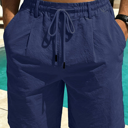 Kessoro men's relaxed-fit drawstring casual shorts in beige, royal blue, white, black and green