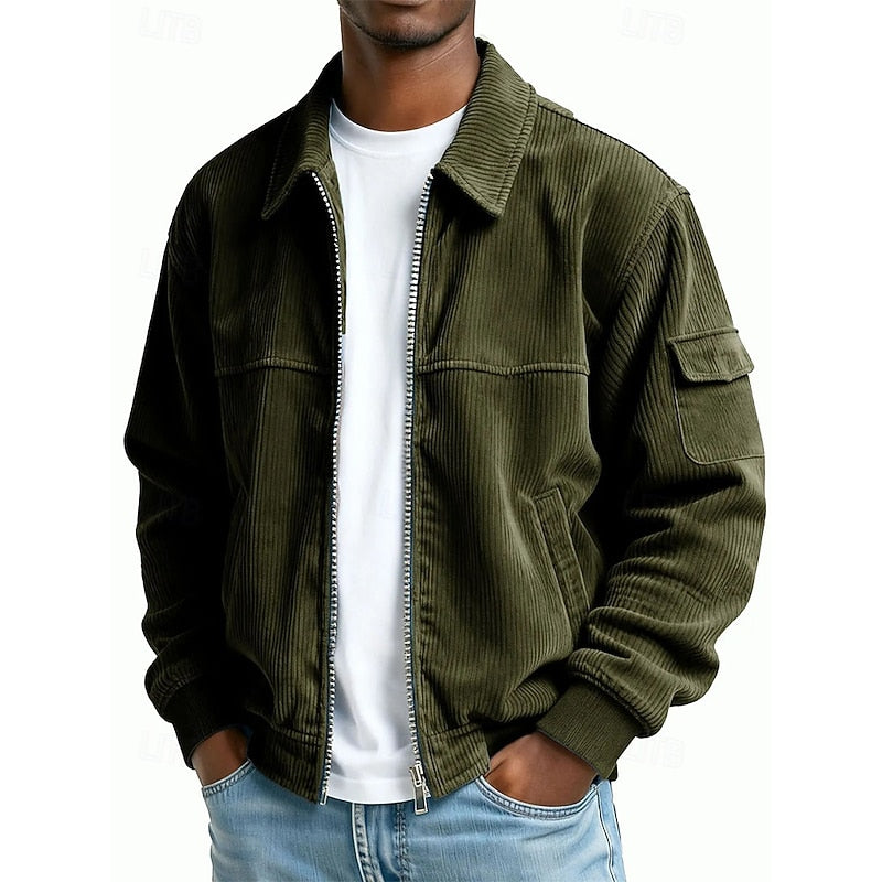Kessoro Men's Ribbed Textured Jacket in navy blue, dark green, brown and more colours, image 2 of 13.