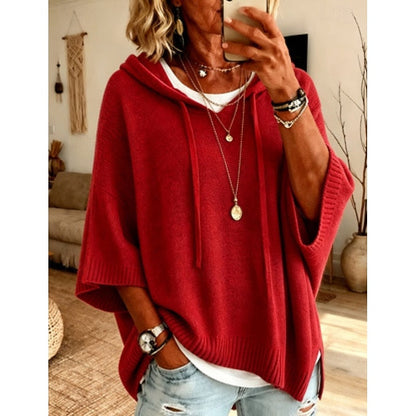 Kessoro relaxed hooded knit sweater for women in Black, view 6