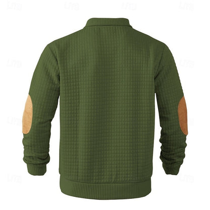Kessoro waffle textured stand collar pullover for men in Gray, view 9