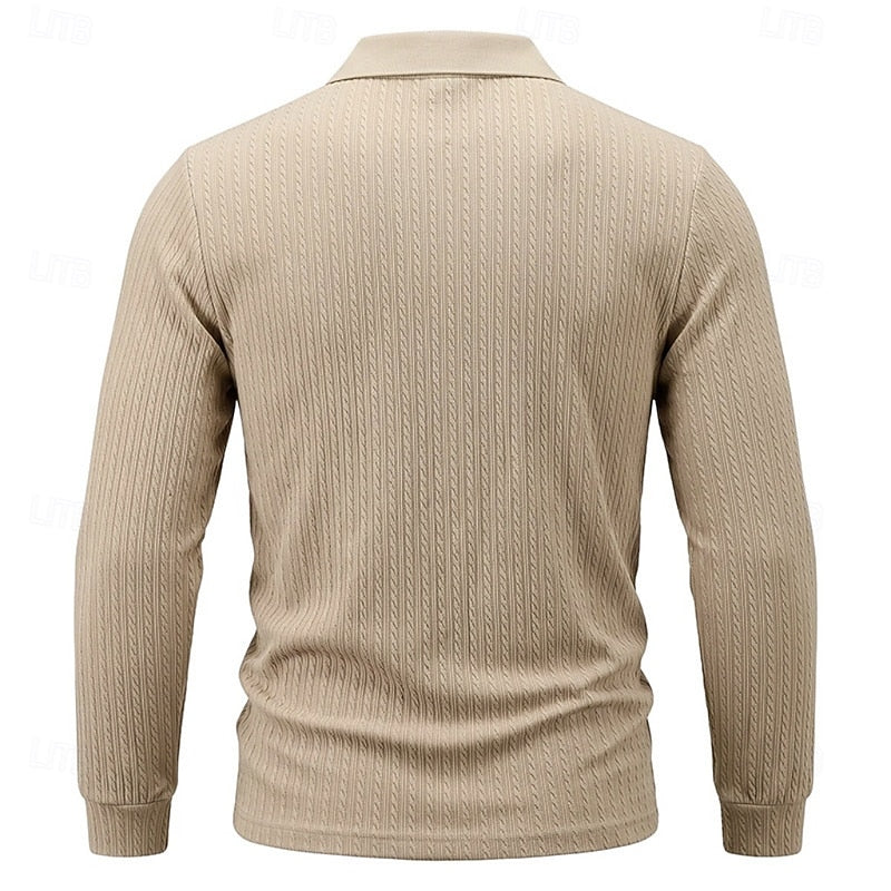 Kessoro men's textured quarter-zip polo shirt in one of six colourways, view 6 of 10