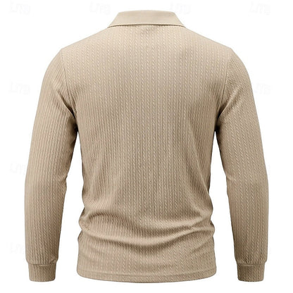 Kessoro men's textured quarter-zip polo shirt in one of six colourways, view 6 of 10