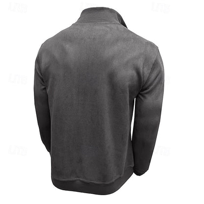 Kessoro men's quarter-zip stand-collar sweatshirt in royal blue, grey, brown, black and army green