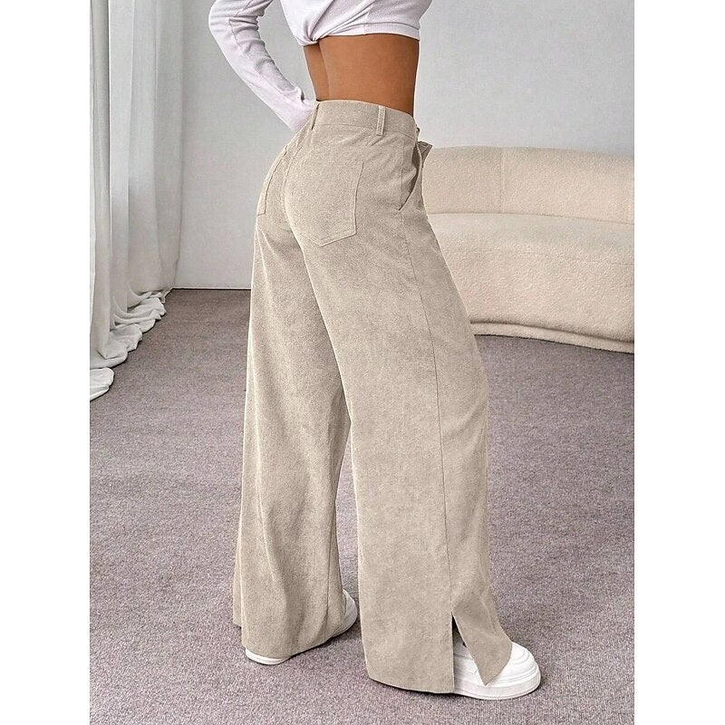 Kessoro Coffee Brown high-waist wide-leg trousers for women