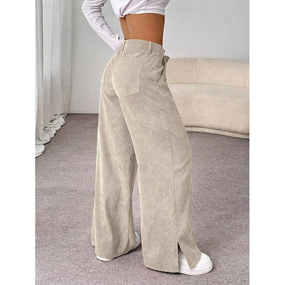 Kessoro Coffee Brown high-waist wide-leg trousers for women