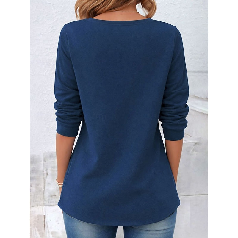 Kessoro Women's Draped Button-Detail Blouse in blue, red, yellow and more colours, image 2 of 8.