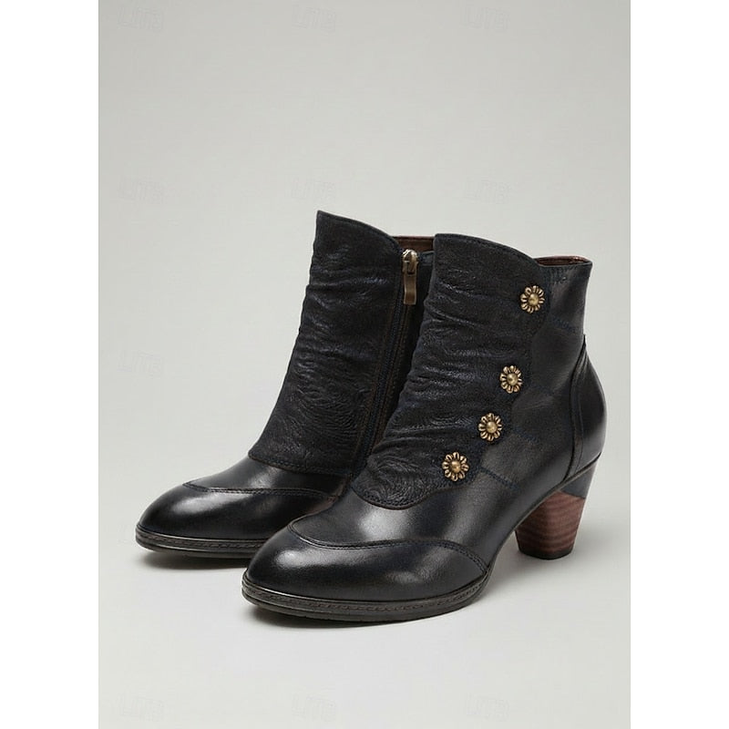 Kessoro women's stacked block heel side-zip ankle boots in wine, blue and black - view 10