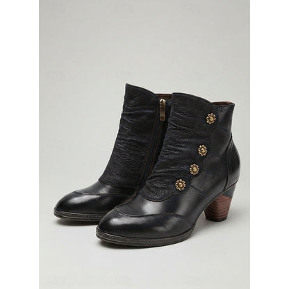 Kessoro women's stacked block heel side-zip ankle boots in wine, blue and black - view 10