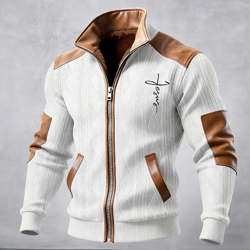 Kessoro Men's Insulated Stand-Collar Jacket in white, army green, khaki and more colours, image 1 of 6.