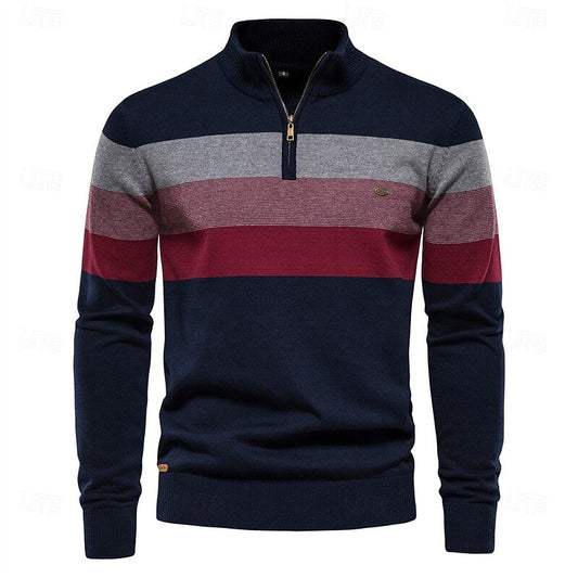 Kessoro quarter-zip ribbed knit sweater for men in Dark Navy, view 1