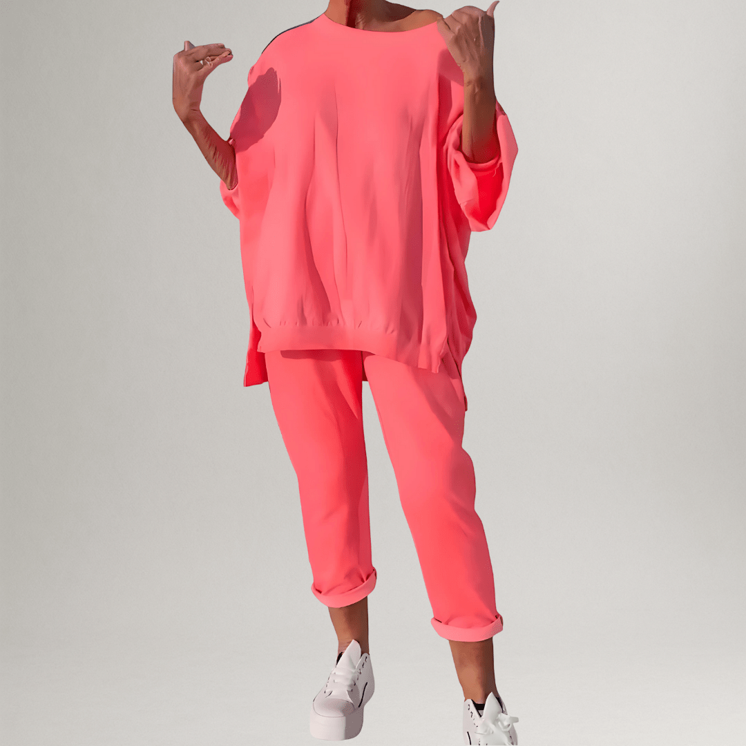 Kessoro women's oversized casual lounge set in pink, light blue, gray, black, yellow, light green and purple