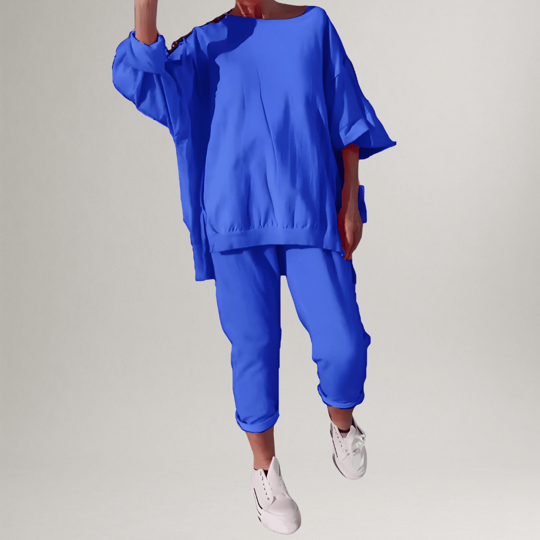 Kessoro women's oversized casual lounge set in pink, light blue, gray, black, yellow, light green and purple