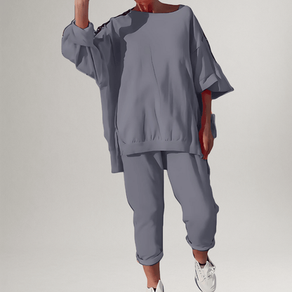 Kessoro women's oversized casual lounge set in pink, light blue, gray, black, yellow, light green and purple