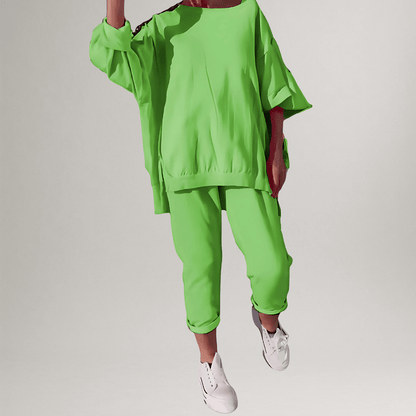 Kessoro women's oversized casual lounge set in pink, light blue, gray, black, yellow, light green and purple