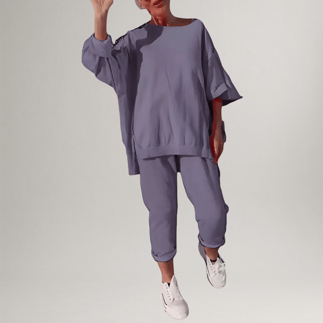 Kessoro women's oversized casual lounge set in pink, light blue, gray, black, yellow, light green and purple